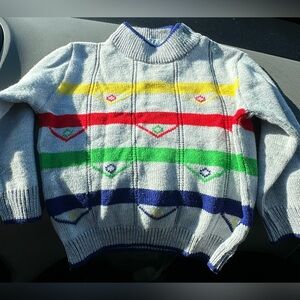 Vintage Nannakins by Nanette • Rainbow Knit Sweater 🌈 18–24 Months • Retro Kids